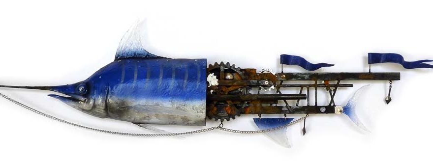 A mechanical marlin steampunk fish machine