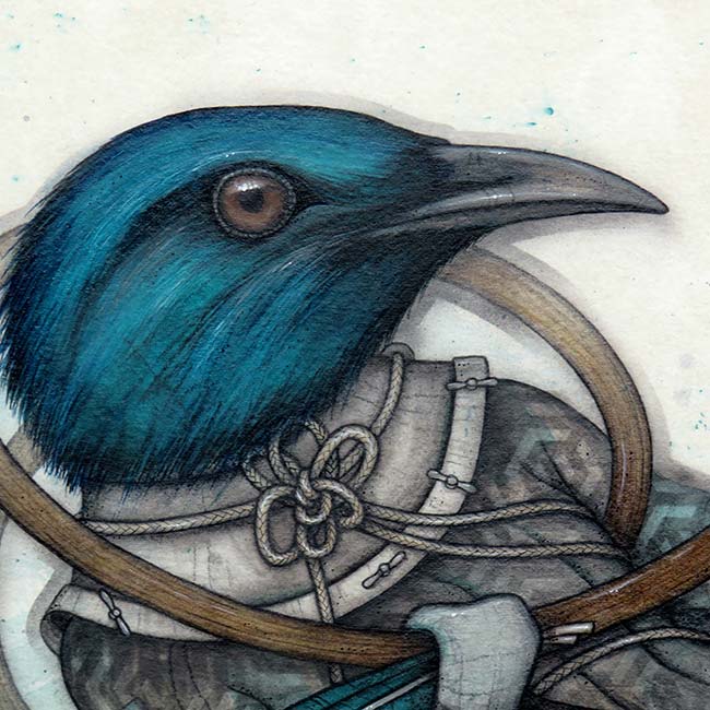 Sui Bird, Original painting in gouache and acrylic ink on w…