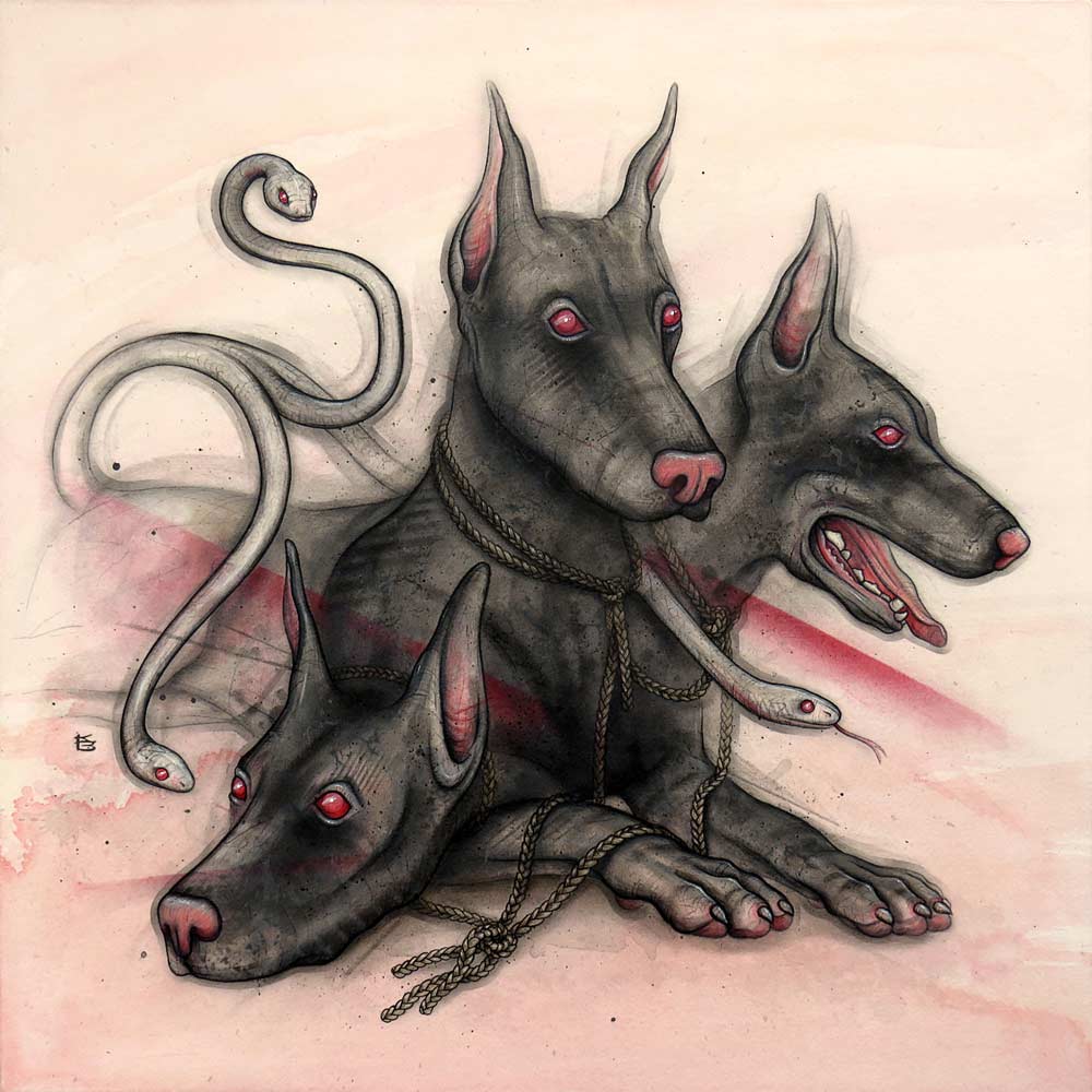 Cerberus the three headed mythological dog